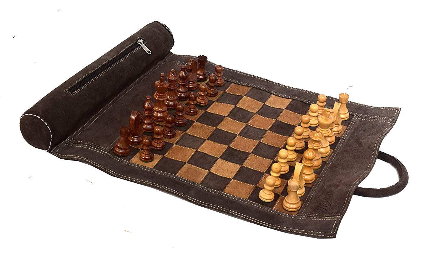 19″X15″ Vintage Leather Chess Set (Chess Size12″X12″) GeoKraft World