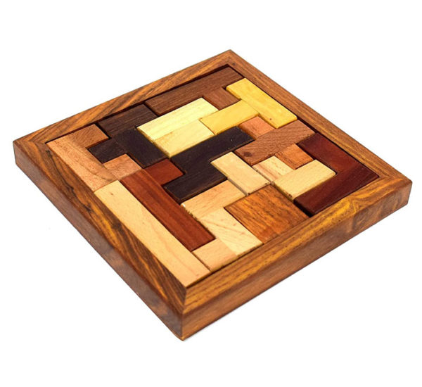 Wooden Jigsaw Brain Puzzle Game (6″ x 6″ Inch, Brown Colour) – GeoKraft ...